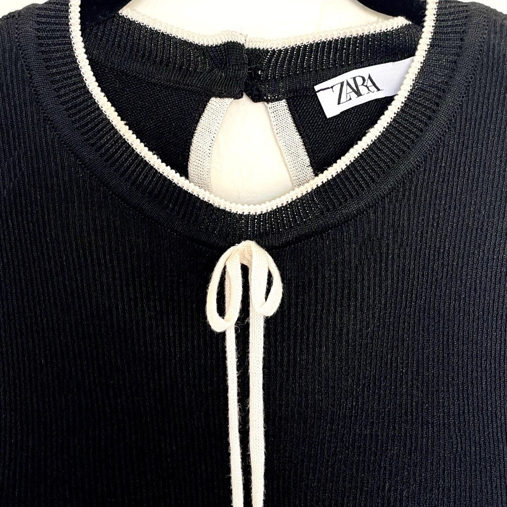 3 Tiered Knit Tank Top, Black with White Piping